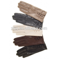 Ladies warm white leather gloves with wool lining